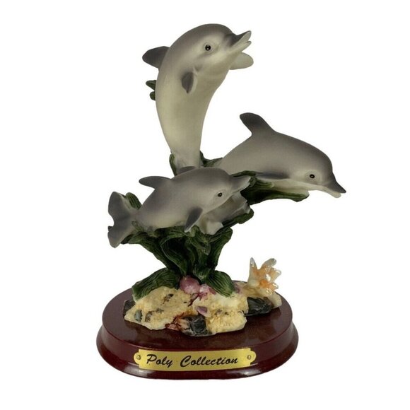 Poly Collection Dolphin Family Figurine Hand Painted Resin Sea Life Ocean Decor - Picture 1 of 6